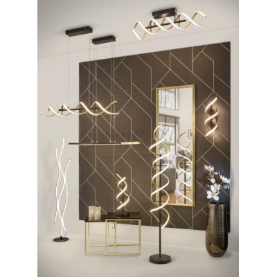 SEQUENCE PLAFONIERA MODERNA LED 41W LUCE DIMMERABILE METALLO NERO CON FINITURE OTTONE O ALLUMINIO TRIO LIGHTING - Cristalensi Sh