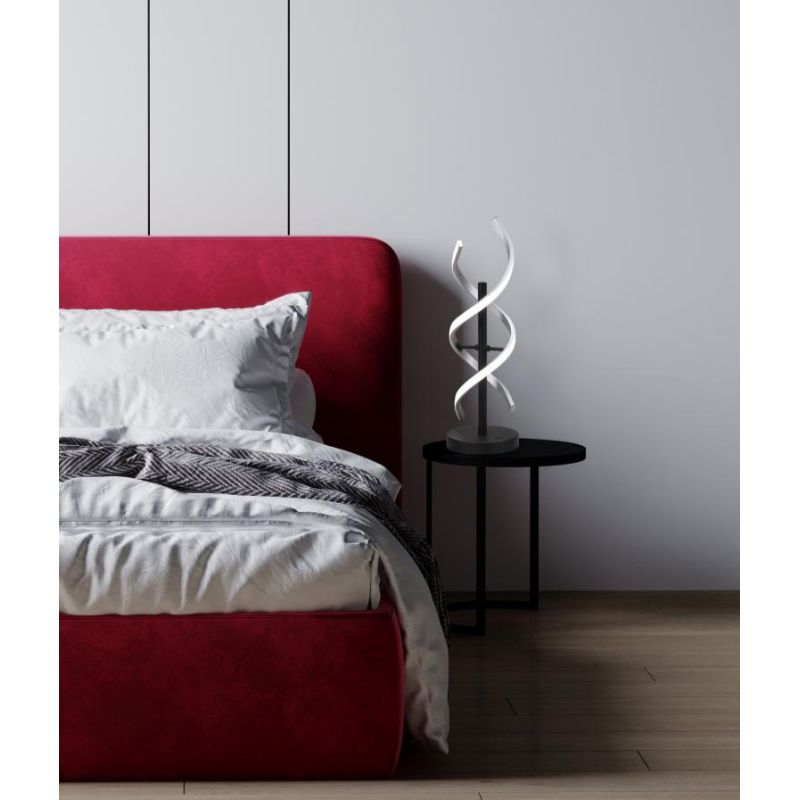 SEQUENCE LAMPADA DA TAVOLO MODERNA LED 20W LUCE DIMMERABILE METALLO NERO CON FINITURE OTTONE O ALLUMINIO TRIO LIGHTING - Cristal