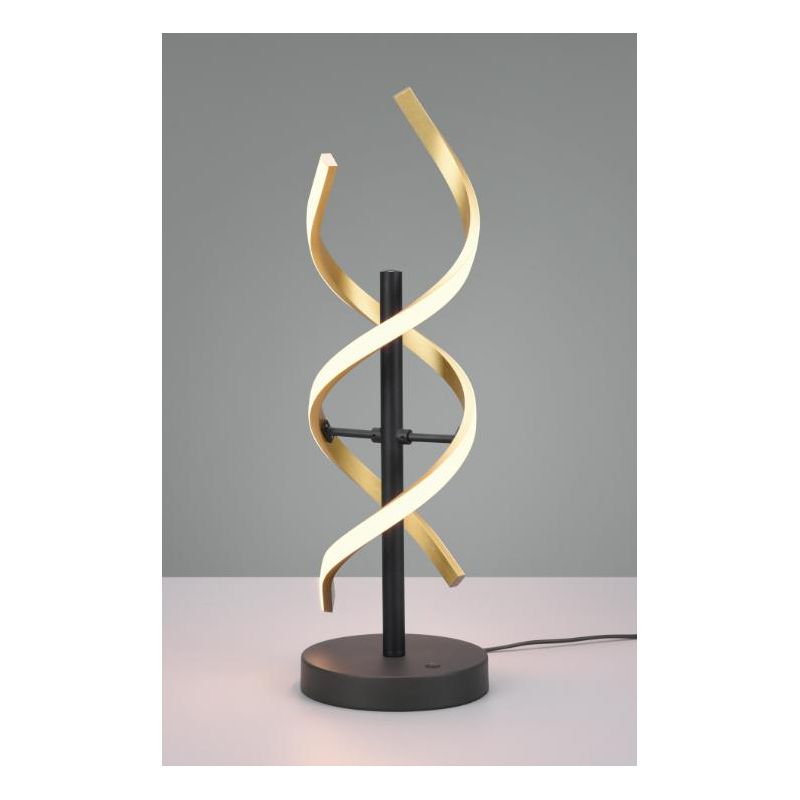 SEQUENCE LAMPADA DA TAVOLO MODERNA LED 20W LUCE DIMMERABILE METALLO NERO CON FINITURE OTTONE O ALLUMINIO TRIO LIGHTING - Cristal
