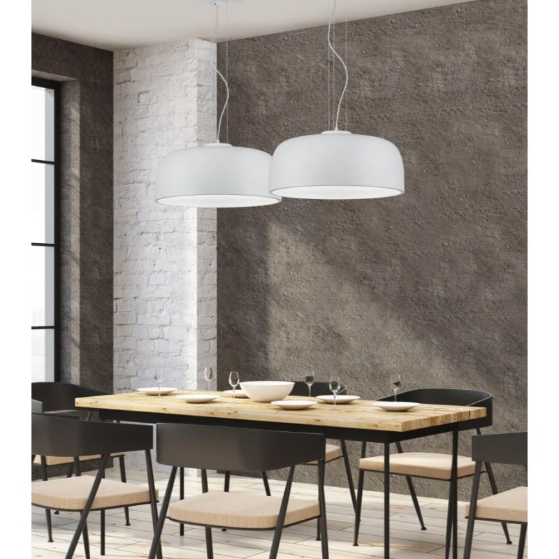 BARON SOSPENSIONE MODERNA A CUPOLA IN METALLO NERO O BIANCO DIAMETRO CM 52 LAMPADINE ATTACCO E27 TRIO LIGHTING - Cristalensi Sho