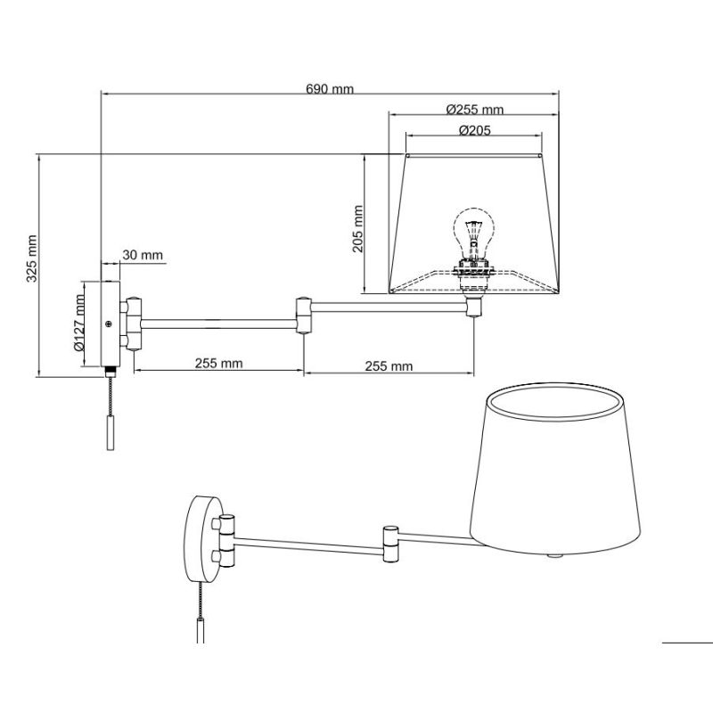 LYON LAMPADA DA PARETE MODERNA NICHEL O OTTONE CON PARALUME E DOPPIO SNODO LAMPADINA ATTACCO E27 TRIO LIGHTING - Cristalensi Sho