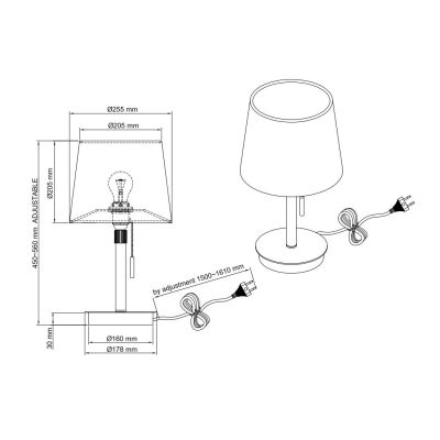 LYON LAMPADA DA TAVOLO MODERNA NICHEL O OTTONE CON PARALUME IN TESSUTO LAMPADINA ATTACCO E27 TRIO LIGHTING - Cristalensi Shop On
