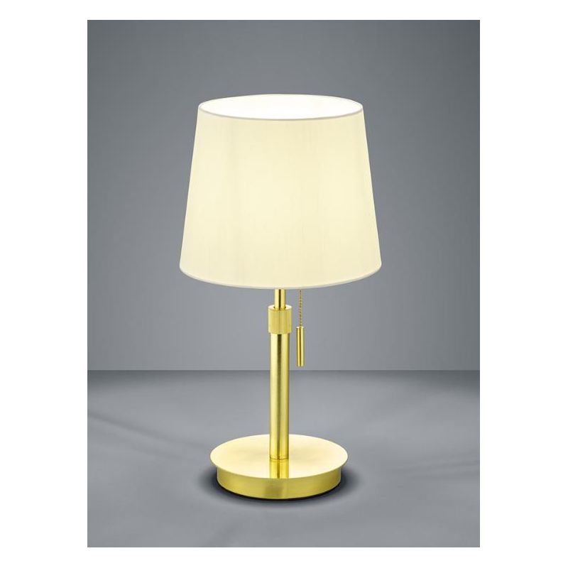 LYON LAMPADA DA TAVOLO MODERNA NICHEL O OTTONE CON PARALUME IN TESSUTO LAMPADINA ATTACCO E27 TRIO LIGHTING - Cristalensi Shop On