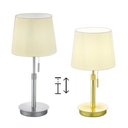 LYON LAMPADA DA TAVOLO MODERNA NICHEL O OTTONE CON PARALUME IN TESSUTO LAMPADINA ATTACCO E27 TRIO LIGHTING - Cristalensi Shop On