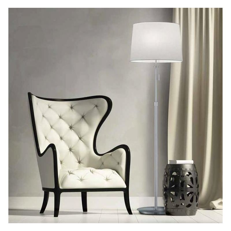 LYON LAMPADA DA TERRA MODERNA NICHEL O OTTONE CON PARALUME IN TESSUTO LAMPADINE ATTACCO E27 TRIO LIGHTING - Cristalensi Shop Onl