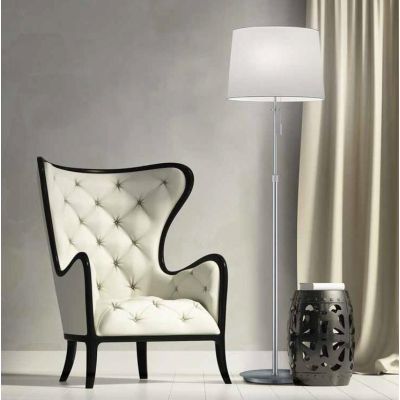 LYON LAMPADA DA TERRA MODERNA NICHEL O OTTONE CON PARALUME IN TESSUTO LAMPADINE ATTACCO E27 TRIO LIGHTING - Cristalensi Shop Onl