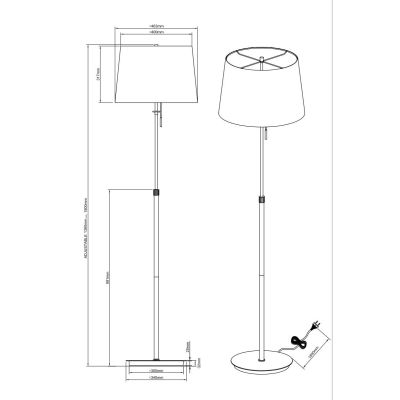 LYON LAMPADA DA TERRA MODERNA NICHEL O OTTONE CON PARALUME IN TESSUTO LAMPADINE ATTACCO E27 TRIO LIGHTING - Cristalensi Shop Onl