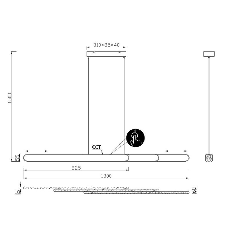 HELIOS SOSPENSIONE ESTENSIBILE LED 48W LUCE 2700-6500K DIMMERABILE 3 FINITURE COLORE MODERNA TRIO LIGHTING - Cristalensi Shop On