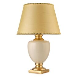 MOZART LAMPADA DA TAVOLO CLASSICA H75 IN CERAMICA AVORIO O PLATINO CON PARALUME IN PERGAMENA CRISTALENSI LIGHT - Cristalensi Sho 2