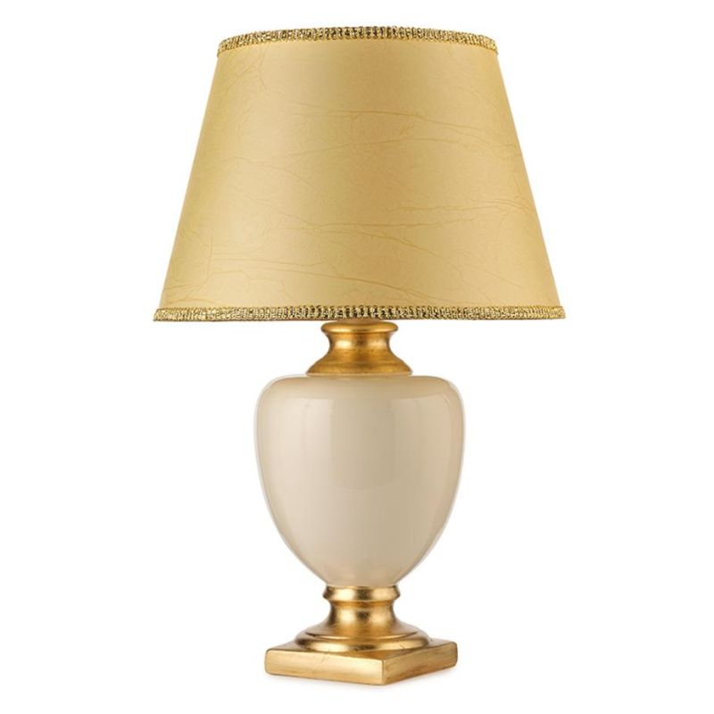 MOZART LAMPADA DA TAVOLO CLASSICA H75 IN CERAMICA AVORIO O PLATINO CON PARALUME IN PERGAMENA CRISTALENSI LIGHT - Cristalensi Sho
