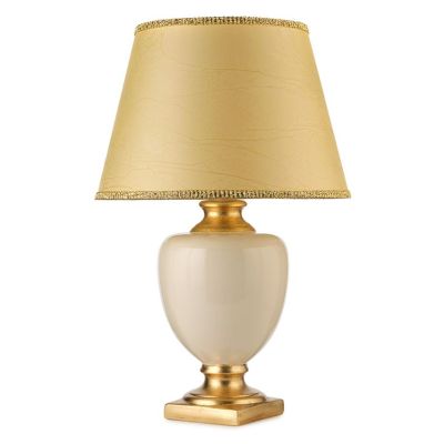 MOZART LAMPADA DA TAVOLO CLASSICA H75 IN CERAMICA AVORIO O PLATINO CON PARALUME IN PERGAMENA CRISTALENSI LIGHT - Cristalensi Sho
