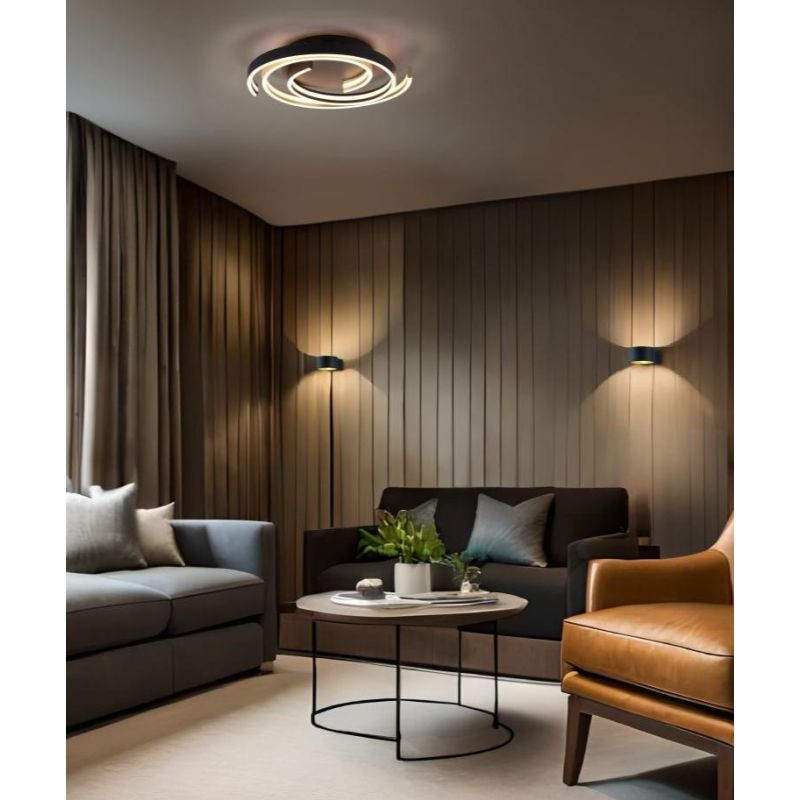 CAYA PLAFONIERA TONDEGGIANTE LED 58W LUCE DIMMERABILE METALLO NERO/ORO OPPURE ALLUMINIO MODERNA TRIO LIGHTING - Cristalensi Shop