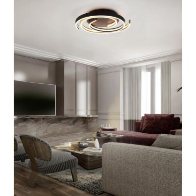 CAYA PLAFONIERA TONDEGGIANTE LED 58W LUCE DIMMERABILE METALLO NERO/ORO OPPURE ALLUMINIO MODERNA TRIO LIGHTING - Cristalensi Shop