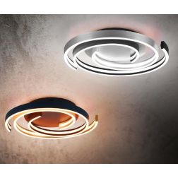 CAYA PLAFONIERA TONDEGGIANTE LED 58W LUCE DIMMERABILE METALLO NERO/ORO OPPURE ALLUMINIO MODERNA TRIO LIGHTING - Cristalensi Shop