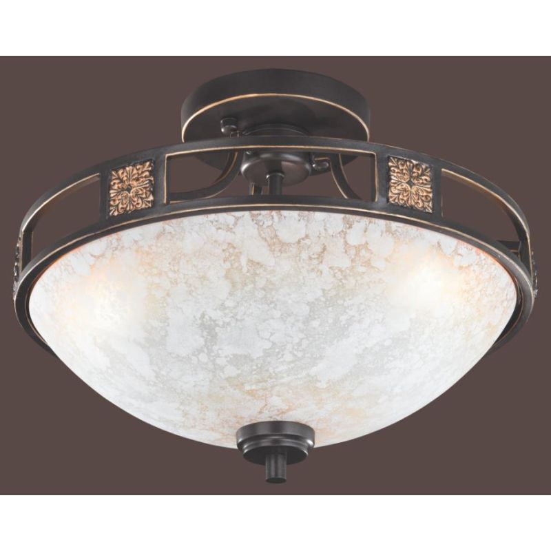 QUINTA PLAFONIERA CLASSICA METALLO RUGGINE E VETRO ALABASTRO DIAMETRO CM 42 LAMPADINE 3XE27 TRIO LIGHTING - Cristalensi Shop Onl