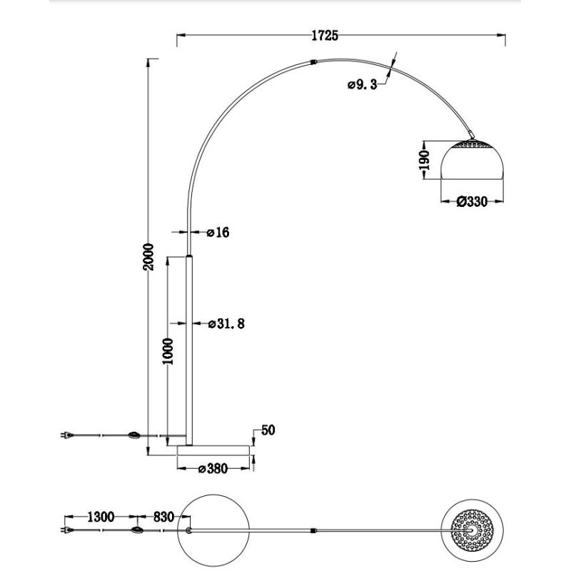 ARGENTINA PIANTANA AD ARCO DESIGN MODERNO METALLO FINITURA NICHEL O OTTONE CON BASE IN MARMO TRIO LIGHTING - Cristalensi Shop On