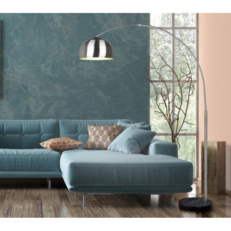 ARGENTINA PIANTANA AD ARCO DESIGN MODERNO METALLO FINITURA NICHEL O OTTONE CON BASE IN MARMO TRIO LIGHTING - Cristalensi Shop On