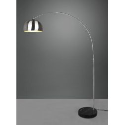 ARGENTINA PIANTANA AD ARCO DESIGN MODERNO METALLO FINITURA NICHEL O OTTONE CON BASE IN MARMO TRIO LIGHTING - Cristalensi Shop On