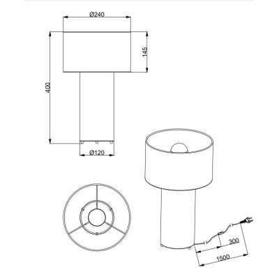 BALE LAMPADA DA TAVOLO IN TESSUTO 4 COLORI ALTEZZA CM 40 DIAMETRO CM 24 LAMPADINA ATTACCO E27 TRIO LIGHTING - Cristalensi Shop O