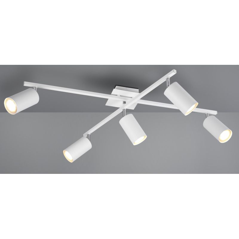 MARLEY PLAFONIERA 5 SPOT CON ASTE GIREVOLI IN METALLO 4 FINITURE COLORE ATTACCO 5xGU10 TRIO LIGHTING - Cristalensi Shop Online