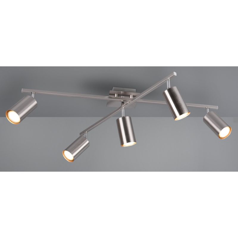 MARLEY PLAFONIERA 5 SPOT CON ASTE GIREVOLI IN METALLO 4 FINITURE COLORE ATTACCO 5xGU10 TRIO LIGHTING - Cristalensi Shop Online