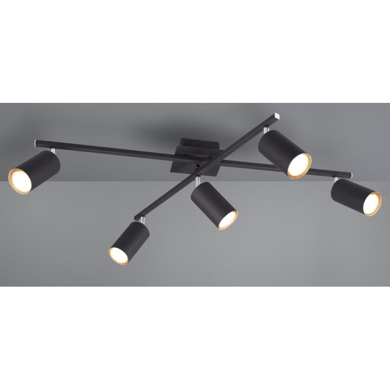 MARLEY PLAFONIERA 5 SPOT CON ASTE GIREVOLI IN METALLO 4 FINITURE COLORE ATTACCO 5xGU10 TRIO LIGHTING - Cristalensi Shop Online