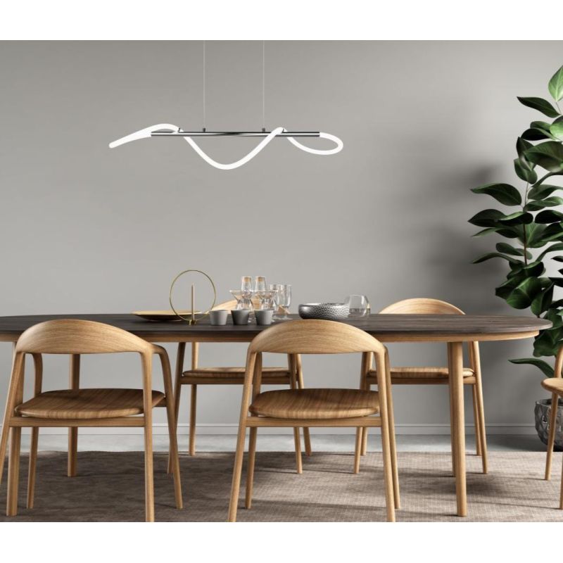 ARGOS SOSPENSIONE MODERNA IN METALLO CROMO LED 28W LUCE 4000K DIMMERABILE RL - Cristalensi Shop Online