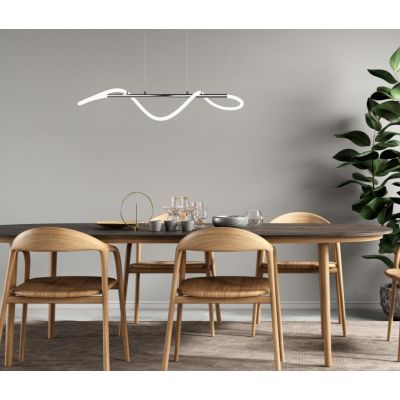 ARGOS SOSPENSIONE MODERNA IN METALLO CROMO LED 28W LUCE 4000K DIMMERABILE RL - Cristalensi Shop Online