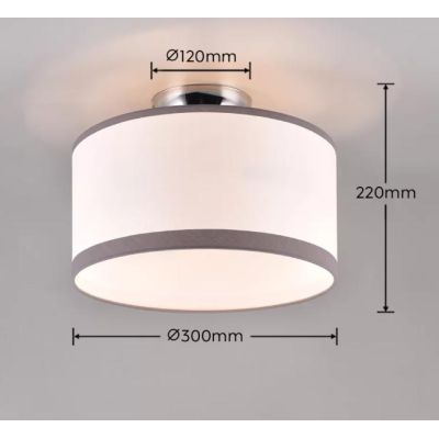 DAVOS PLAFONIERA D30 CM IN TESSUTO BIANCO CON BORDO GRIGIO DESIGN MODERNO LAMPADINE 2XE14 RL - Cristalensi Shop Online