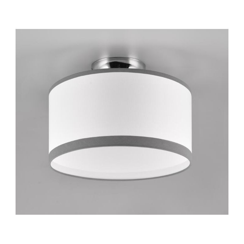DAVOS PLAFONIERA D30 CM IN TESSUTO BIANCO CON BORDO GRIGIO DESIGN MODERNO LAMPADINE 2XE14 RL - Cristalensi Shop Online
