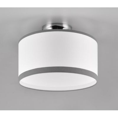 DAVOS PLAFONIERA D30 CM IN TESSUTO BIANCO CON BORDO GRIGIO DESIGN MODERNO LAMPADINE 2XE14 RL - Cristalensi Shop Online