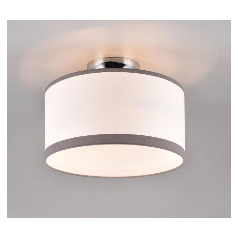 DAVOS PLAFONIERA D30 CM IN TESSUTO BIANCO CON BORDO GRIGIO DESIGN MODERNO LAMPADINE 2XE14 RL - Cristalensi Shop Online