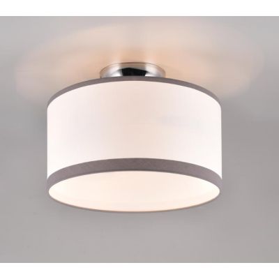 DAVOS PLAFONIERA D30 CM IN TESSUTO BIANCO CON BORDO GRIGIO DESIGN MODERNO LAMPADINE 2XE14 RL - Cristalensi Shop Online