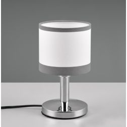DAVOS LUMETTO MODERNO CON INTERRUTTORE TOUCH IN TESSUTO BIANCO CON BORDO GRIGIO LAMPADINA 1XE14 RL - Cristalensi Shop Online 2