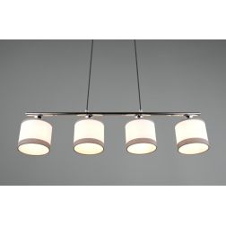 DAVOS SOSPENSIONE 4 LUCI METALLO CROMO PARALUMI IN TESSUTO BIANCO CON BORDO GRIGIO MODERNA RL - Cristalensi Shop Online 2