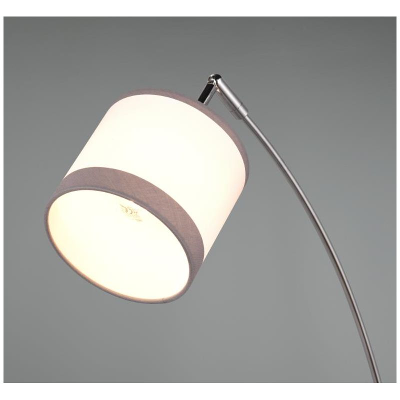 DAVOS PIANTANA AD ARCO 3 LUCI IN METALLO CROMO CON PARALUMI IN TESSUTO BIANCO CON BORDO GRIGIO MODERNA RL - Cristalensi Shop Onl