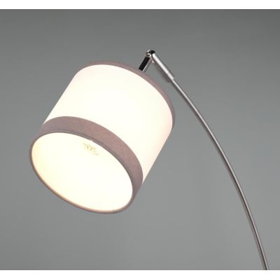DAVOS PIANTANA AD ARCO 3 LUCI IN METALLO CROMO CON PARALUMI IN TESSUTO BIANCO CON BORDO GRIGIO MODERNA RL - Cristalensi Shop Onl
