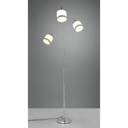 DAVOS PIANTANA AD ARCO 3 LUCI IN METALLO CROMO CON PARALUMI IN TESSUTO BIANCO CON BORDO GRIGIO MODERNA RL - Cristalensi Shop Onl 2