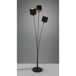 TOMMY PIANTANA 3 LUCI IN METALLO NERO O ACCIAIO SATINATO CON 3 PARALUMI IN TESSUTO MODERNA RL - Cristalensi Shop Online