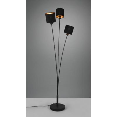 TOMMY PIANTANA 3 LUCI IN METALLO NERO O ACCIAIO SATINATO CON 3 PARALUMI IN TESSUTO MODERNA RL - Cristalensi Shop Online