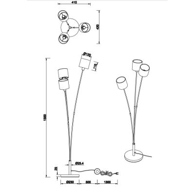 TOMMY PIANTANA 3 LUCI IN METALLO NERO O ACCIAIO SATINATO CON 3 PARALUMI IN TESSUTO MODERNA RL - Cristalensi Shop Online