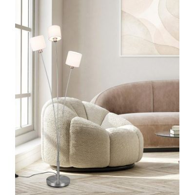 TOMMY PIANTANA 3 LUCI IN METALLO NERO O ACCIAIO SATINATO CON 3 PARALUMI IN TESSUTO MODERNA RL - Cristalensi Shop Online