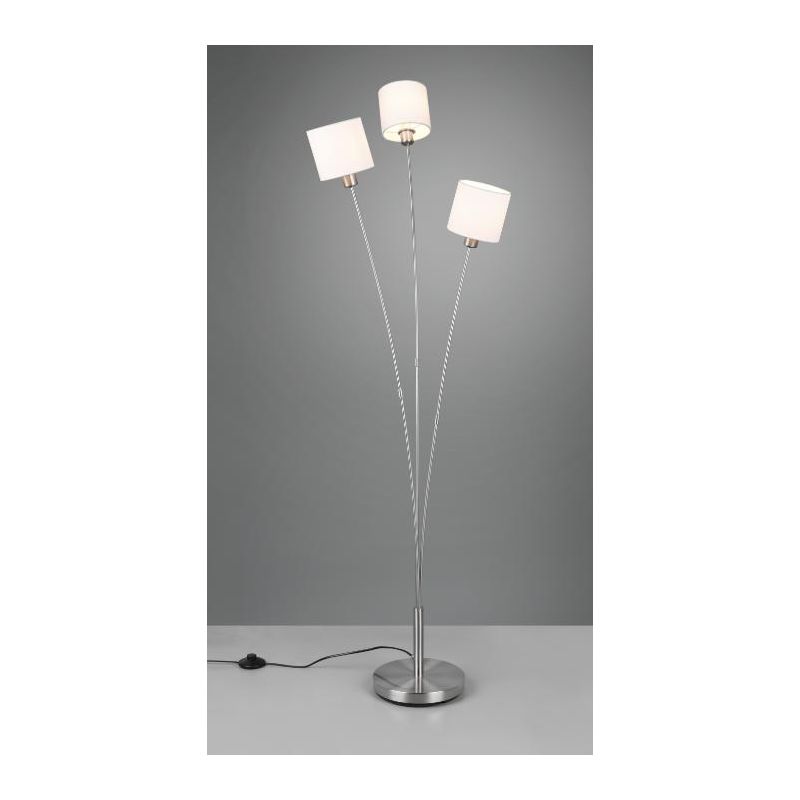 TOMMY PIANTANA 3 LUCI IN METALLO NERO O ACCIAIO SATINATO CON 3 PARALUMI IN TESSUTO MODERNA RL - Cristalensi Shop Online