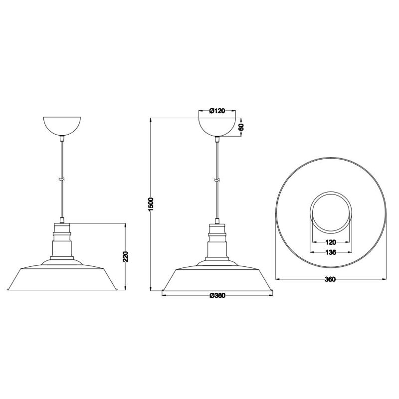 WILL LAMPADARIO A SOSPENSIONE VINTAGE IN METALLO 4 COLORI DIAMETRO CM 36 LAMPADINA ATTACCO E27 RL - Cristalensi Shop Online