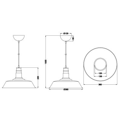 WILL LAMPADARIO A SOSPENSIONE VINTAGE IN METALLO 4 COLORI DIAMETRO CM 36 LAMPADINA ATTACCO E27 RL - Cristalensi Shop Online