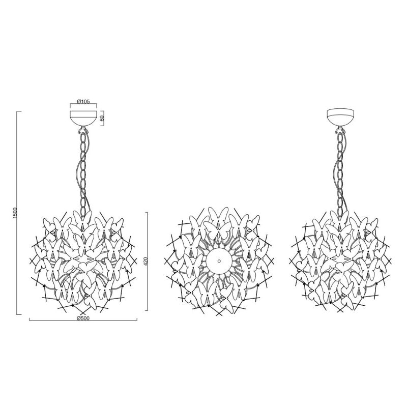 BUTTERFLY SOSPENSIONE PER BAMBINI CON FARFALLE IN ACRILICO BIANCO O MULTICOLOR DIAMETRO 50 CM RL - Cristalensi Shop Online
