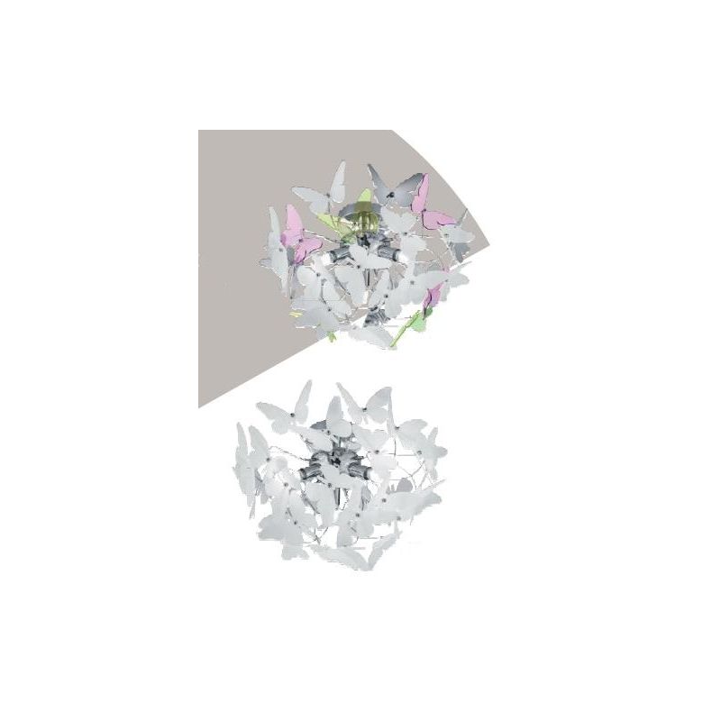 BUTTERFLY PLAFONIERA PER BAMBINI CON FARFALLE IN ACRILICO BIANCO O MULTICOLOR DIAMETRO 45 CM RL - Cristalensi Shop Online