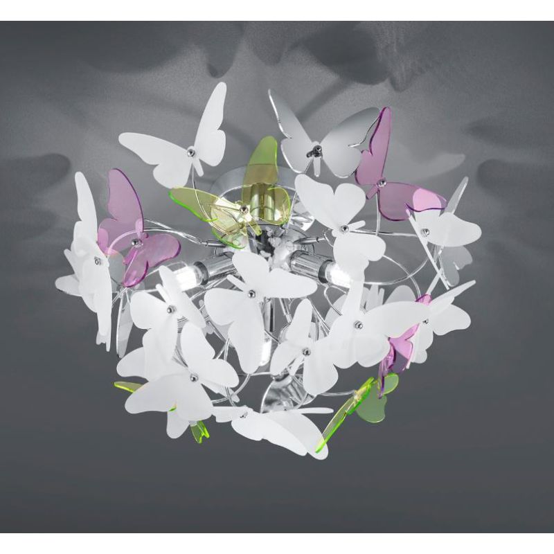 BUTTERFLY PLAFONIERA PER BAMBINI CON FARFALLE IN ACRILICO BIANCO O MULTICOLOR DIAMETRO 45 CM RL - Cristalensi Shop Online