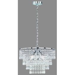 ORIENT SOSPENSIONE MODERNA IN METALLO CROMO CON PENDAGLI IN ACRILICO TRASPARENTE DIAMETRO CM 42 RL - Cristalensi Shop Online 2