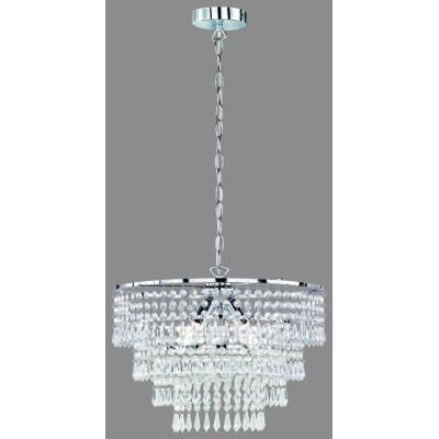 ORIENT SOSPENSIONE MODERNA IN METALLO CROMO CON PENDAGLI IN ACRILICO TRASPARENTE DIAMETRO CM 42 RL - Cristalensi Shop Online